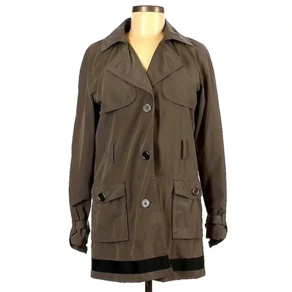 Vintage Tommy Hilfiger | Brown Grey Y2K Water Resistant Rain Coat Size M Medium